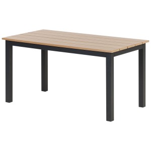 Tavolo da giardino Beliani Messina, legno sintetico marrone, struttura nera, rettangolare, 50x52x100 cm.