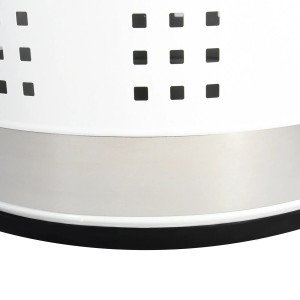 Dettaglio: Cesto portabiancheria MSV bianco in acciaio inox con coperchio imbottito, traforato.