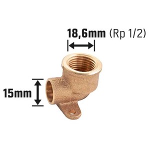 Raccordo a parete a saldare in bronzo rosso da 36 mm per impianti di riscaldamento e idraulici.
