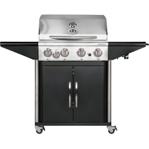 Barbecue a gas Outdoorchef Australia 455 G in acciaio inox con ripiani e mobiletto.