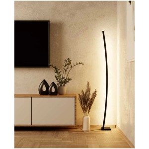 Lampadaire LED moderne Eglo Picacha en noir/blanc, 162,5 cm de haut, pour un éclairage d'ambiance.