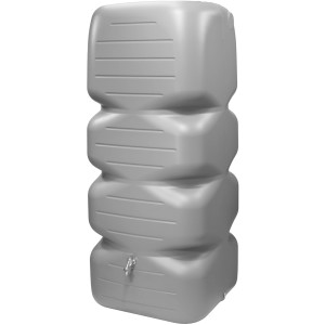 Garantia serbatoio da giardino Cubus 1000 l, grigio cemento, con rubinetto. Botte per acqua piovana per giardino e cantina.