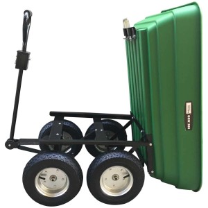 Carrello da giardino Güde GGW 300, carrello di trasporto verde con funzione di ribaltamento e quattro ruote.