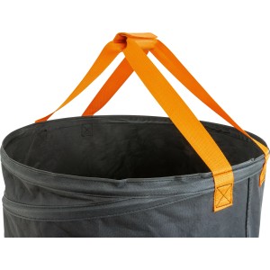 Sac de jardin OBI Pop-Up, 170 l, gris, avec poignées orange. Sac à feuilles pratique pour déchets de jardin.