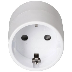 Adaptateur blanc asymétrique Type 12 avec contact de protection pour prises suisses.