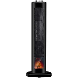 Termoventilatore nero Sonnenkönig Rhodos con effetto fiamma per riscaldamento elettrico.