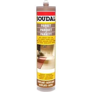 Sigillante per parquet Soudal color moka, cartuccia da 290ml per giunti in legno, color moka.
