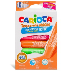 Carioca Farbstifte Temperello Neon, 6 Stk., leuchtende Bastelfarben in Stiftform.