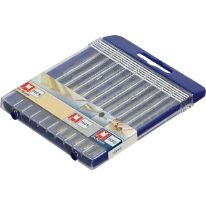Set di lame per seghetto alternativo LUX con attacco a U, 10 pezzi per legno, plastica e metallo.