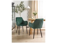 Beliani Chaise  Wellston velours Vert lot de 2