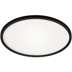 Panneau LED Brilo Slim noir, rond, Ø 42 cm, 22W, pour montage au plafond.