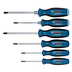 Jeu de tournevis Bosch Professional, 6 pièces avec fente, Phillips, Pozidriv et Torx.