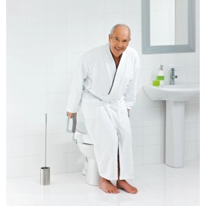 Rehausse WC Ridder avec poignées et couvercle, facilite l'assise et le lever dans la salle de bain.