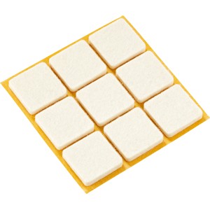 9 patins en feutre autocollants, 25x25 mm, pour meubles et sols délicats.