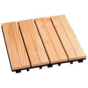 Dalle à clip en douglas, 30x30 cm, lot de 4. Dalles en bois pour terrasse avec système de clips.