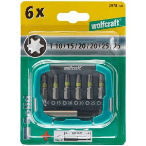 Wolfcraft Bit-Box Solid Torx, 7 pezzi: set di inserti Torx 10-25 e portainserti.