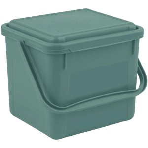 Rotho Komposteimer Bio, 5 l, Mistletoe Green, mit Deckel und Tragegriff.