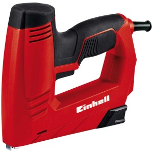Cucitrice elettrica rossa Einhell TC-EN 20 E con impugnatura nera e soft grip.