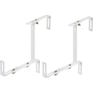 Deux supports de jardinière de balcon blancs en métal, réglables en 3 dimensions.