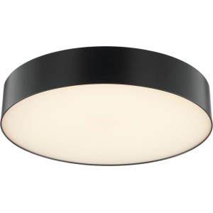 Plafonnier LED moderne Samir noir-blanc, Ø 39 cm, avec surface lumineuse ronde et claire.