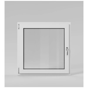 Fenêtre oscillo-battante Roro blanche, gauche, 100x100 cm. Fenêtre PVC avec poignée.