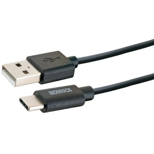 Cavo nero Schwaiger da USB-C a USB-A, 2m, per caricare e sincronizzare dispositivi.