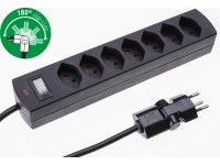 Safety-Line Multipresa 7x con protezione sovraccarico e bambini Nero