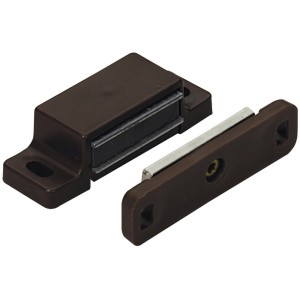 Loqueteaux magnétiques marron avec contre-plaque mobile, lot de 4 pièces pour équipement de meubles.