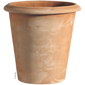 Vaso per piante Deroma Siena Conico, argilla Galestro, bianco, Ø 37,5 cm. Classico vaso in terracotta per esterni.