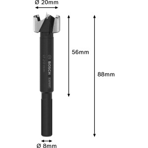 Punta Forstner Bosch Expert Wood, Ø 20 mm, nera. Punta per legno per fori precisi.