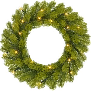 Ghirlanda artificiale Nagano verde in PE, 45 cm, con illuminazione LED calda per interni.