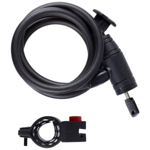Antivol spirale Urban noir avec clé et support pour vélos, Ø 10 mm, longueur 150 cm.