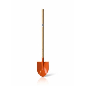 Pelle orange pour enfants avec manche en bois. Outil de jardin robuste pour petits jardiniers.