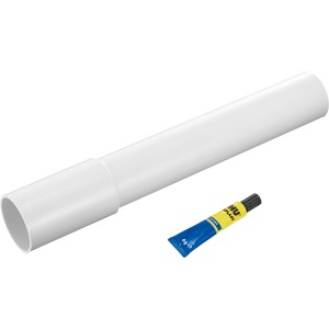 Tuyau de raccordement blanc (300 mm) pour réservoir WC avec colle.