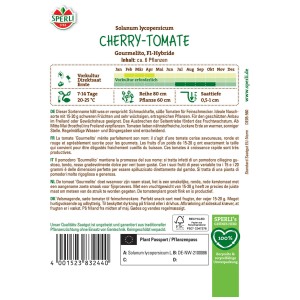 Sperli graines bio de tomates cerises Gourmelito pour 8 plants. Tomates cerises sucrées pour serre et plein champ.