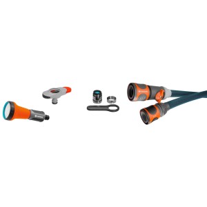 Gardena Liano Xtreme 10m Set con tubo da giardino, doccetta, raccordi e adattatore per rubinetto interno.