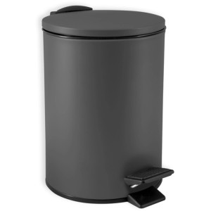 Spirella Adelar pattumiera a pedale, 3 l, grigio scuro opaco. Cestino cosmetico con pedale e chiusura soft.