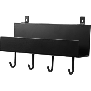 Mensola nera DenPanels con 4 ganci (21,5 cm) per montaggio a parete, viti incluse.