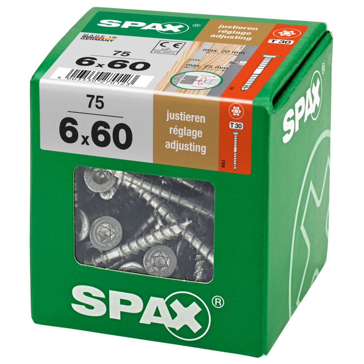 SPAX Justierschraube, Flachkopf, Halterillen, 6 X 160 Mm, T