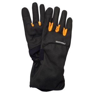 Fiskars Strauchpflege Handschuhe Gr. 10, schwarz-orange, für Gartenarbeiten mit stacheligen Pflanzen.