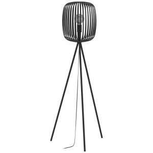 Lampada da terra nera Eglo Romazzina in stile New Nordic con base in metallo a treppiede e attacco E27.
