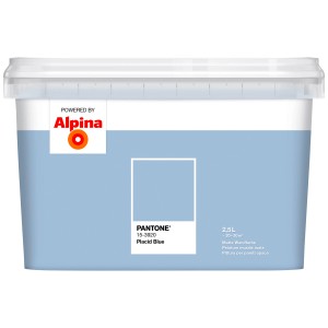 Pittura murale per interni Alpina Pantone Placid Blue, 2,5 l, opaca, colore blu pastello.