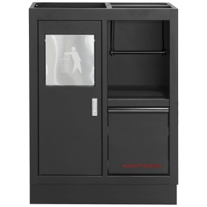 Kraftwerk Mobilio armoire d'atelier, noire, avec poubelle et tiroir.