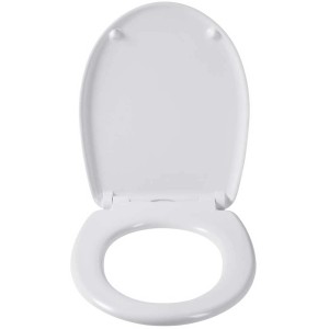 Sedile WC Diaqua Nice bianco con chiusura rallentata, aperto. Sedile WC confortevole per ogni bagno.