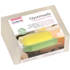Transparente Glycerin-Seife Öko, 500g, vegan und hautfreundlich.