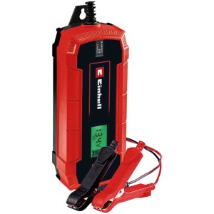 Caricabatterie Einhell CE-BC 5 M LiFePO4 per auto con display LCD e morsetti di ricarica.