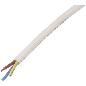Câble TD blanc H05VV-F3G1,5 au mètre, adapté aux appareils électriques.