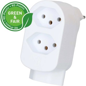 Adaptateur blanc Adapt 2+1 avec 3 prises T13, rotatif pour une utilisation flexible.