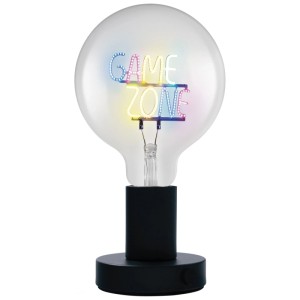 Lampada da tavolo a LED Osram nera con scritta 'Game Zone' in colori neon.
