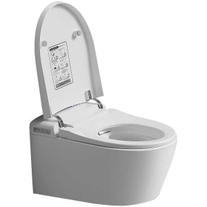 WC douche mural Verosan Pro Divino blanc avec siège ouvert.
